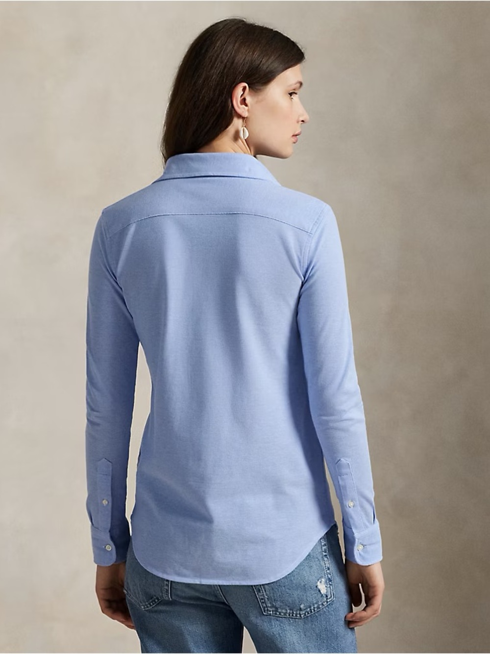 Ralph Lauren Slim Fit Knit Cotton Oxford Shirt | Blue & White Stripe | Size S - Picture 4 of 9